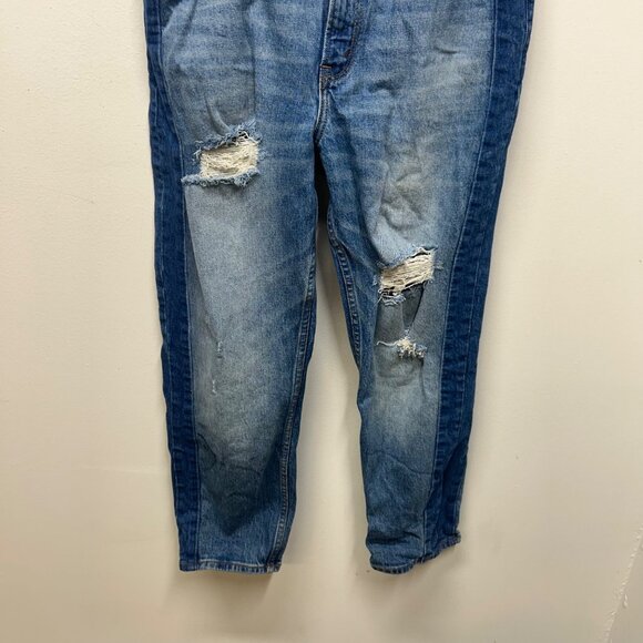 Abercrombie & Fitch The Mom High Rise Distressed Jeans Size 30 two tone - Picture 4 of 7